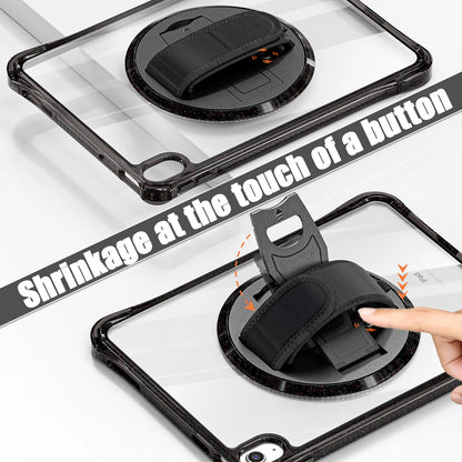 For ipad 10th Generation Case 10.9 inch 2022 Shockproof Transparent Wrist Strap Rotating Stand For ipad 10th A2757 A2777 A2696