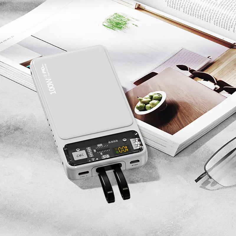 Power Bank With Cables 100W Super Fast Charging Powerbank Portable For iPhone Samsung External Battery