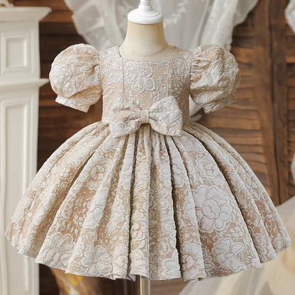 Baby Girls Party Dress Backless Elegant Lace Birthday Vestidos Bow Wedding Toddler Kids Princess Dress for 1-5 Y Baby's Clothes