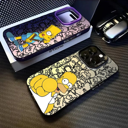 Simpsonn Phone Case For iPhone 16 15 14 13 12 11 Pro Max Black Purple Matte Laser Metallic Aurora Funda