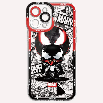 Venomm Spiderr man Case for Apple iPhone 11 12 Pro XR 7 8 14 Pro Max SE 13 Mini 15 Plus XS Max Capa Transparent Soft Cover