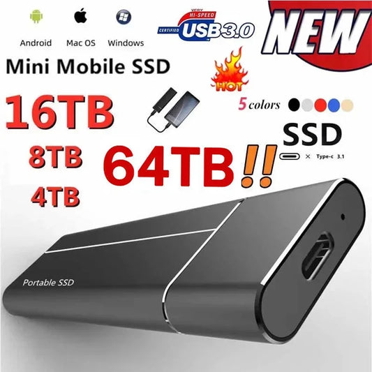 External Portable SSD 2TB SSD 4TB 16TB External Hard Drive Type-C USB 3.1 High Speed External Storage Hard Disks For Laptops