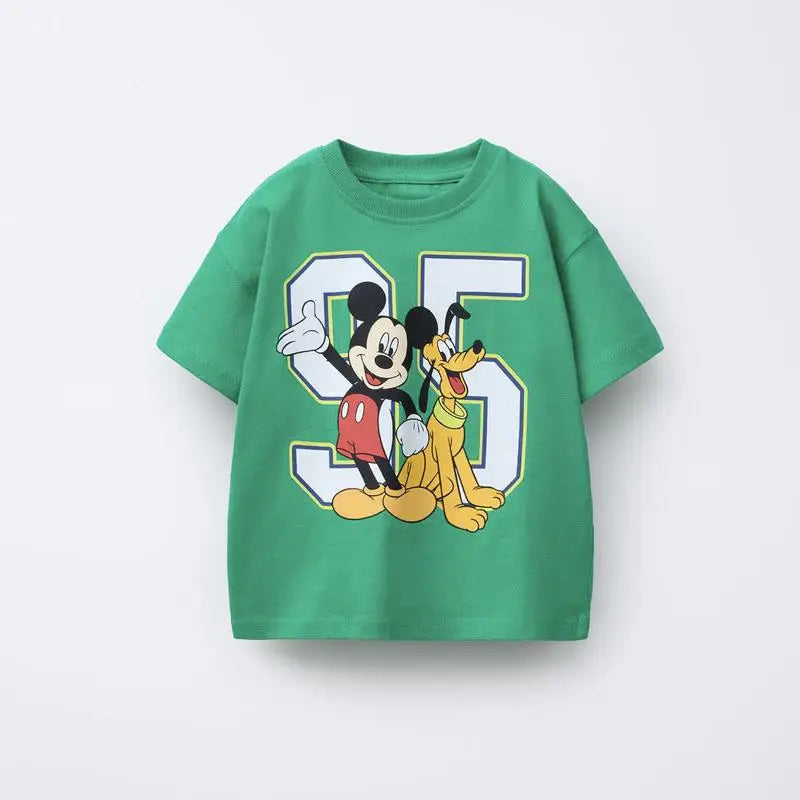Mickey TShirt 2025 Summer Loose Casual Base Shirt Pure Cotton Tees New Design Round Neck Tops Toddler Cartoon Short Sleeve
