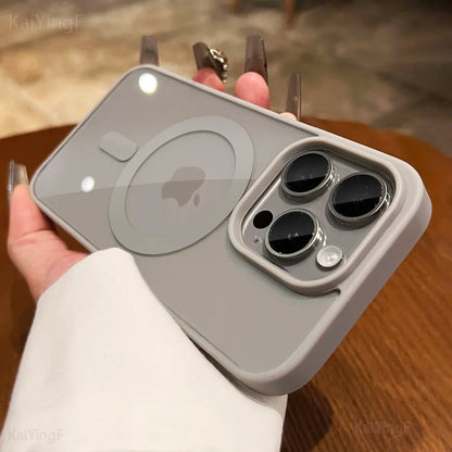 Luxury Magsafe Transparent Case for iPhone 17/16/15/14/13/12/11 Pro Max Plus Air - Magnetic Wireless Charging Clear Cover