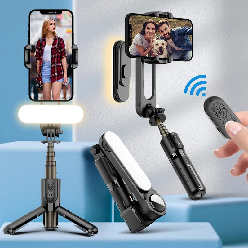 Gimbal Stabilizer Selfie Stick Tripod with Fill Light  Wireless Bluetooth for HUAWEI Xiaomi IPhone 13 Cell Phone Smartphone