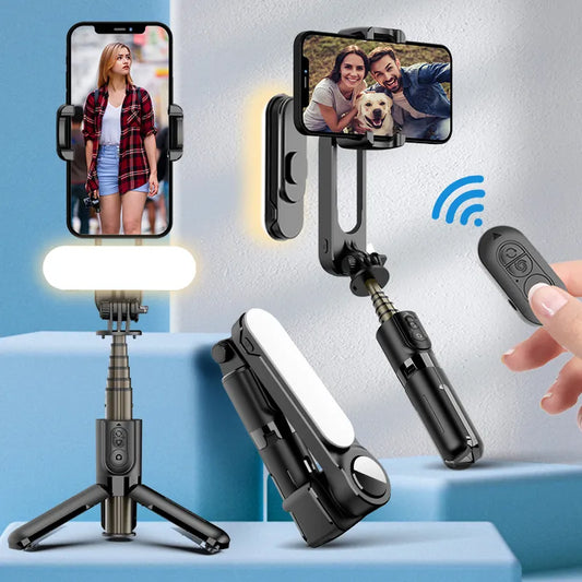 Gimbal Stabilizer Selfie Stick Tripod with Fill Light  Wireless Bluetooth for HUAWEI Xiaomi IPhone 13 Cell Phone Smartphone