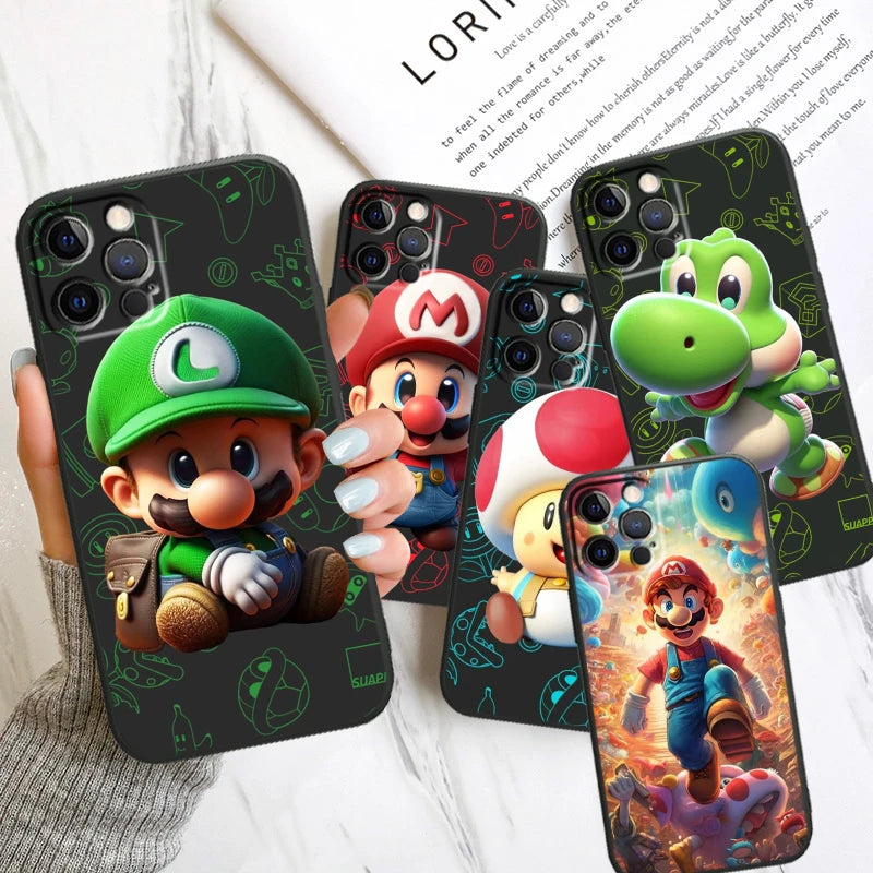 Mario Brossss Game Art For Apple iPhone 14 13 12 11 X XS XR 8 7 6 Pro Plus Max Mini 5 SE Black Phone Case