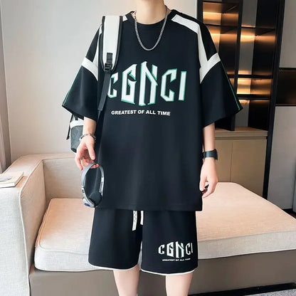 T-shirts Shorts Suits For Men Khaki Tracksuit Sweatshirts Man Sets Sweatsuit New In Tops & Tees Clothing Youthful Emo Chic Tee