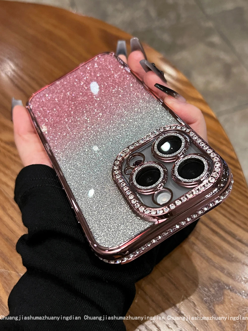 Luxury Plating Diamond Rhinestone Glitter Case For iPhone 11 12 13 14 15 16 Pro Max Plus Transparent Bling Soft Silicone Cover