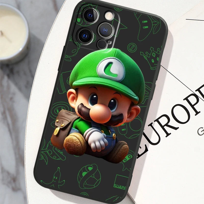 Mario Brossss Game Art For Apple iPhone 14 13 12 11 X XS XR 8 7 6 Pro Plus Max Mini 5 SE Black Phone Case