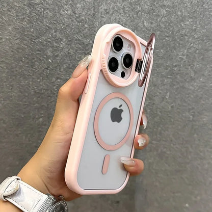 16 ProMax Flip Lens Bracket Magsafe Case for iPhone 16 15 14 13 12 11 Pro Max 16 Plus Fashion Nylon Lanyard Clear Magnetic Cover