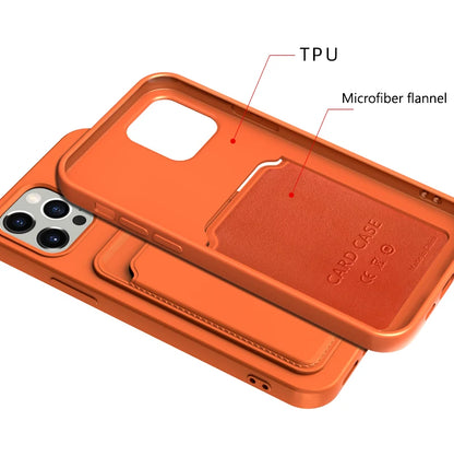 Push Card Slot Matte Soft TPU Bumper Case For iPhone 16 15 14 13 12 11 Pro Max Plus Mini X XS XR Max Shockproof Wallet Cover