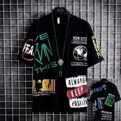 Loose Short Sleeve round Neck T-Shirt Thin Summer Casual Style for Men Breathable Streetwear Student Stall Short T-Shirt