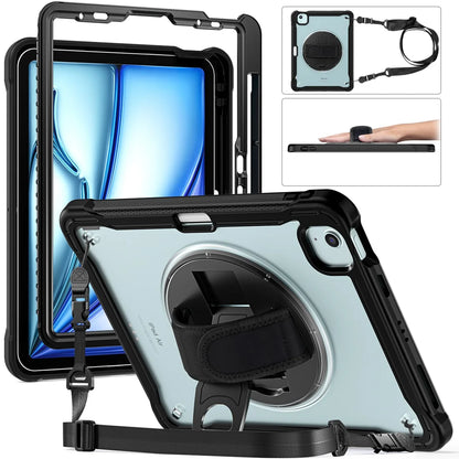 Fit iPad Air 11” 2024( 6th Gen M2) Hand shoulder Strap 360 Rotatable Kickstand Rugged Protective Case For iPad Air 11 Inch 2024
