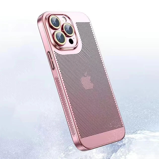 Electroplated Border Honeycomb Mesh Shell Phone Case For Iphone 11 12 13 14 15 16 Pro Max 14Plus XS Max Heat Dissipation Cover