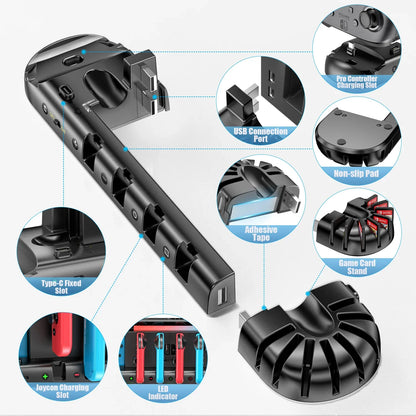 For Switch Joycon Charger Switch OLED Controllers Fast Charge Switch Pro Controller Dock Station 8 Game Slots for Nintendo