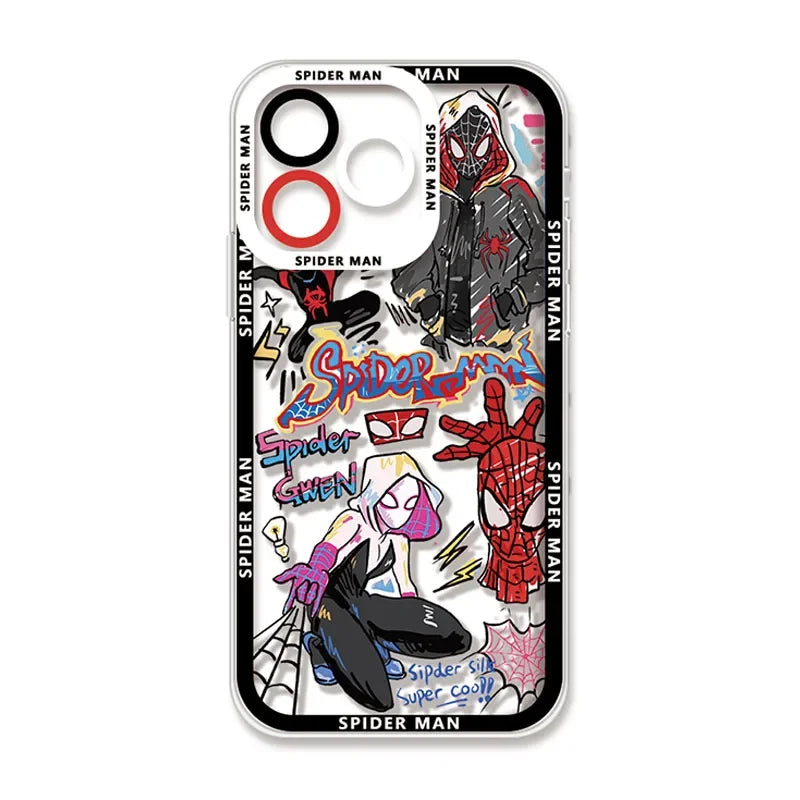 Spider Mannn Phone Case For iPhone 15 14 Pro Max 13 12 Mini 11 Pro XR XS X 8 7 6 6S Plus SE 2020 Clear Soft Silicone Cover