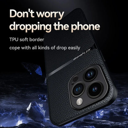 For iPhone15 Pro Max Luxury Leather Cover For iPhone 14 13 12 11 Plus Car Holder Case Magnetic Silicone Shockproof