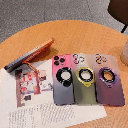 Luxury Gradient Bracket Magsafe Case for iPhone 12 13 14 15 16 Pro Max iPhone 16 Pro Magnetic Charging Kick Stand Holder Cover