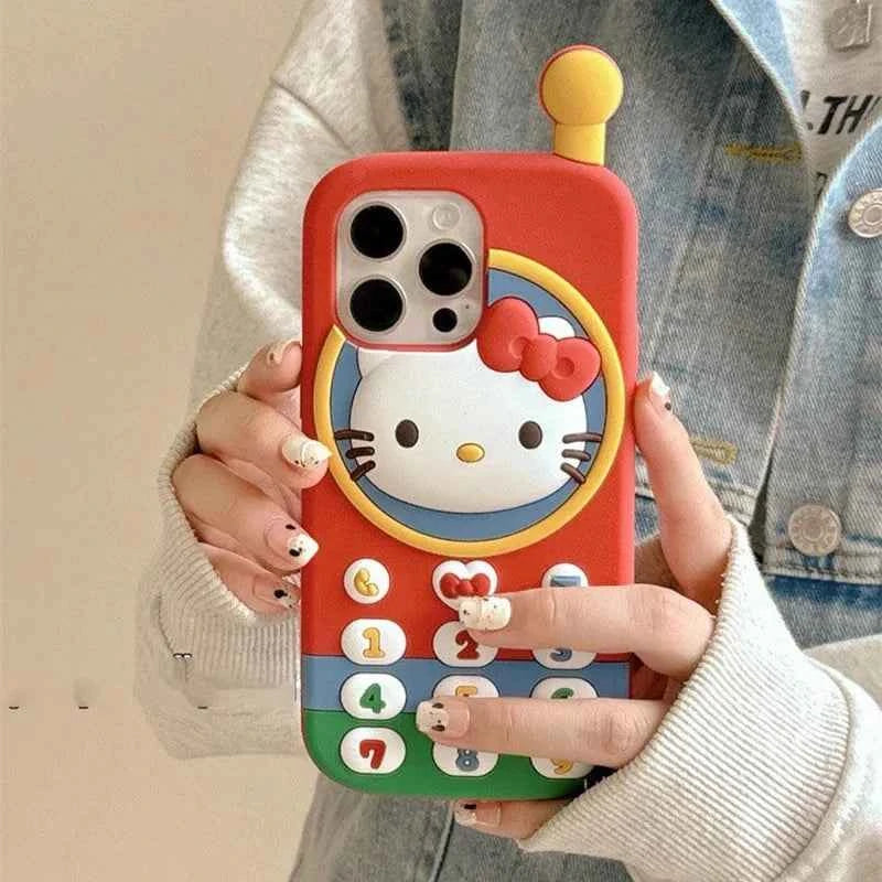 3D Phone Shaped Colorful Cat Silicone Cover Case For 13 14 15 16 Pro Max 11 12