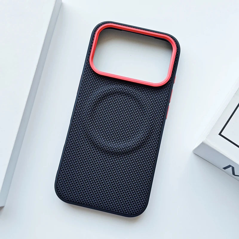 Premium Elegant Magnetic Soft TPU + Nylon Woven Leather Back Case for iPhone 17 Pro Max 17 Air