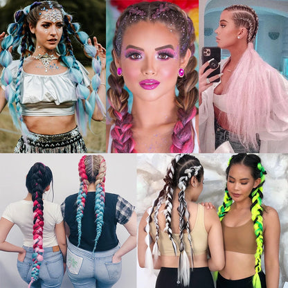 AZQUEEN 24 Inches Jumbo Braiding Hair Synthetic Hair Extensions Afro Ombre Crochet Braid Hair Wholesale For Women