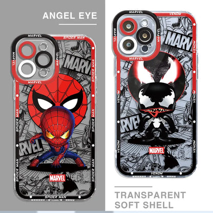 Venomm Spiderr man Case for Apple iPhone 11 12 Pro XR 7 8 14 Pro Max SE 13 Mini 15 Plus XS Max Capa Transparent Soft Cover