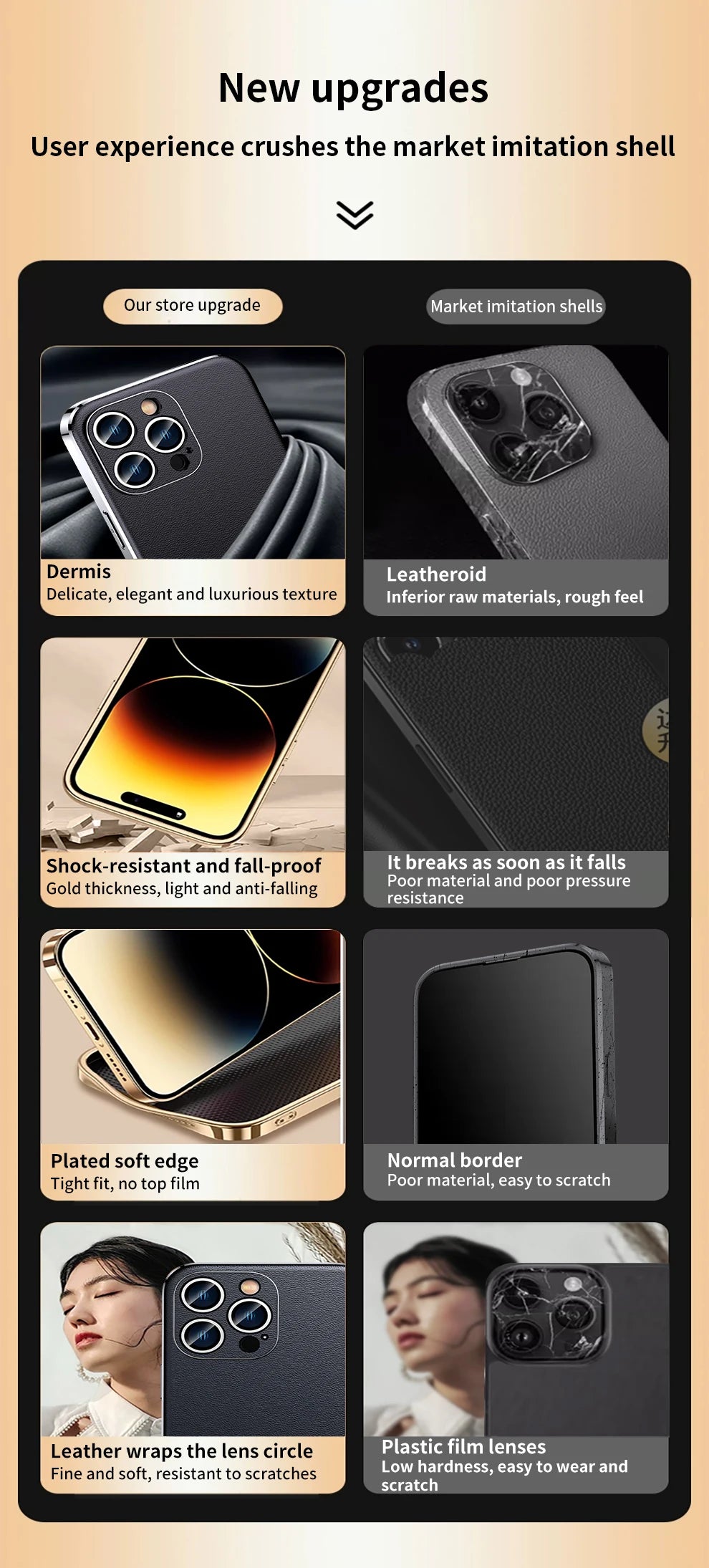 Genuine Cowhide Leather Phone Case for iPhone 16 15 11 12 13 14 Pro Max Luxury Plating Shockproof Lens Protection Back Cover