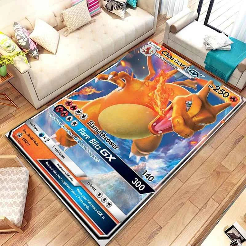 Pokemon Anime Card Pattern Large Area Rug 3D Carpet for Home Living Room Children's Bedroom Sofa Non-slip Kids Doormat Decor M