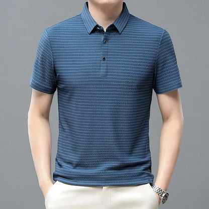 Ice Silk Mesh Breathable Loose Polo Shirts 2024 Summer Men Short-sleeved Lapel Tops Brand Elasticity T-shirts Ropa Free Shipping