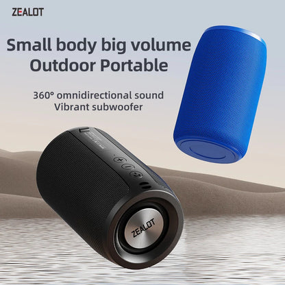 ZEALOT S32 Mini Portable Bluetooth Speaker HIFI Subwoofer Wireless Speaker with fm Radio Column Support TF, TWS, USB