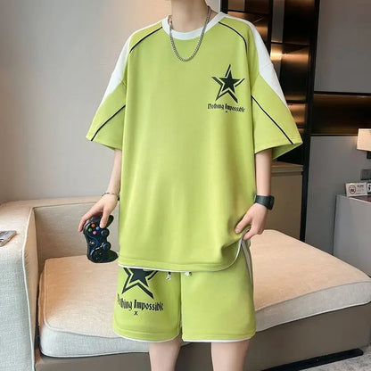 T-shirts Shorts Suits For Men Khaki Tracksuit Sweatshirts Man Sets Sweatsuit New In Tops & Tees Clothing Youthful Emo Chic Tee