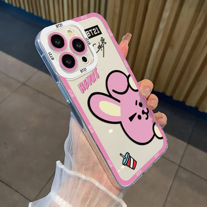 Cartoon Phone Case For-B-BT21s-iPhone 16 15 14 13 12 11 Mini Pro Max X XR XSMax 7 8 Plus SE20 Transparent Cover