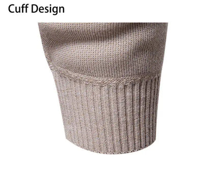 Winter Fleece-Lined Stand Collar Half-Zip Pullover Knitted Sweater for Men,Multi-Color Versatile Casual  Men's Knit Sweater