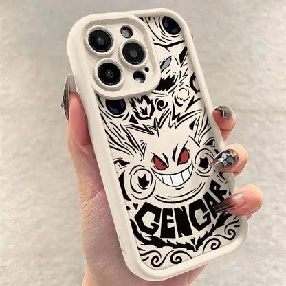 Pokemon Gengar Phone Case for iPhone 16 15 14 13 12 Mini 11 Pro Max XS X XR 8 7 Plus Liquid Soft Silicone Shockproof Back Cover