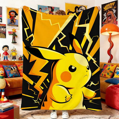 Anime Blanket P-Pokemon Sofa Blankets for Bed Ultra Soft Plush Warm Throw For Air Conditioning Room All Season Home Decor
