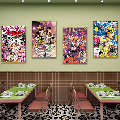 Anime JoJo Bizarre Adventure Retro  Self-adhesive Art Poster Whitepaper Sticker DIY Room Bar Cafe Wall Decor
