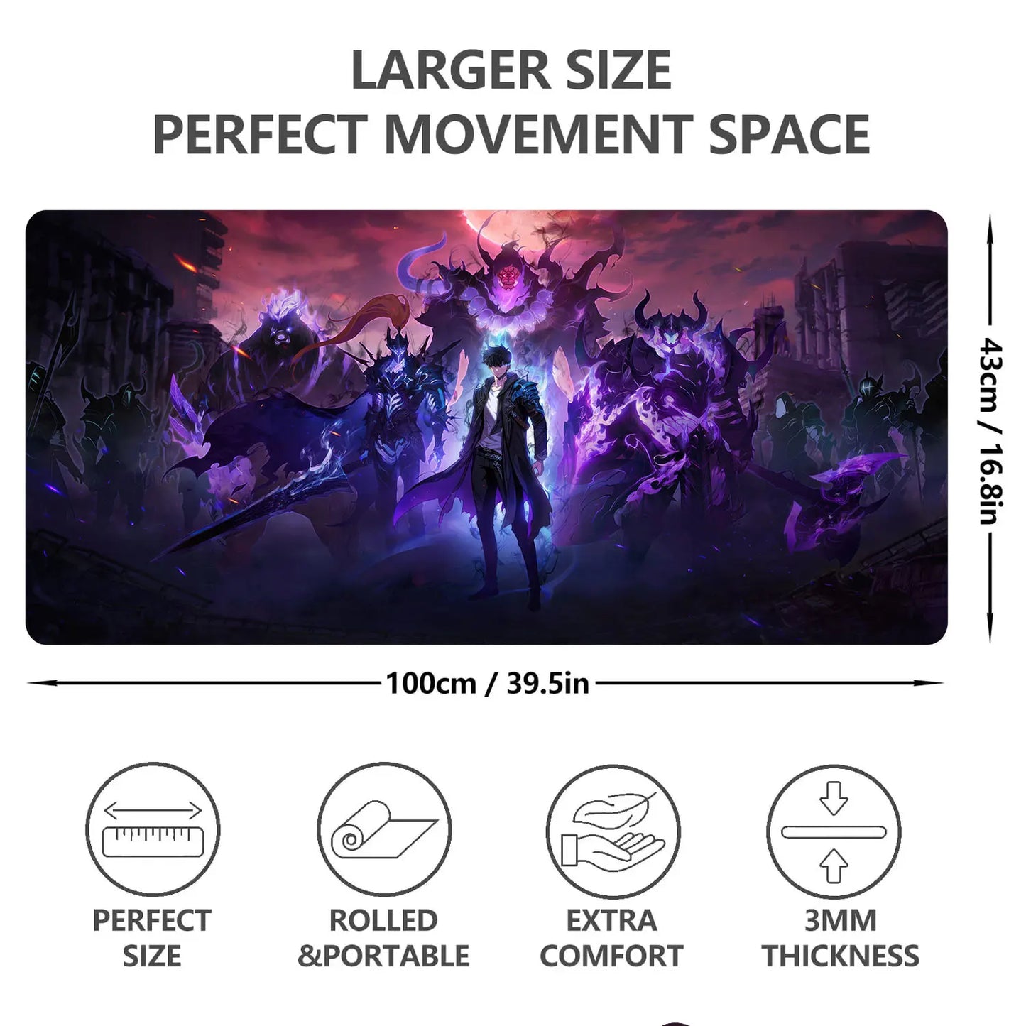 Gaming Mouse Pad Anime Solo Leveling Large Desk Mat XXL Computer Accessories Mousepad 900x400 Stitch Edge Rubber Keyboard Mat
