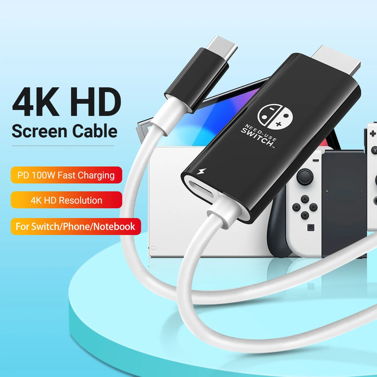 2M/6.6FT Switch Dock with 1080P@30Hz Output, USB C to HDMI Adapter with 100W PD Charging for Nintendo Switch/OLED, SteamDeck - NS Superstore