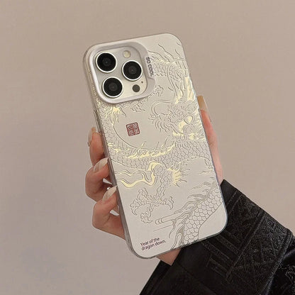New Luxury Laser Eastern myths legends Chinese dragon Phone Case For iPhone 11 12 13 14 Pro Max 15 Plus 3D Totem Anti-drop Cover
