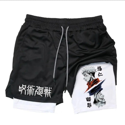 2025 Summer Hot-selling New Animation Series 3D Fashion Trend Fake Two-piece Shorts Outdoor Leisure Street Breathable Shorts