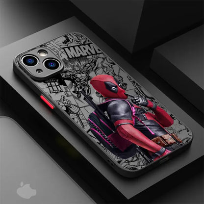 Marvel Deadpool Hard PC Luxury Matte Cover Case for iPhone 16 15 XR X 14 16 Plus XS Max 13 Mini 15 16 Pro Max 12 11 Pro 12 Pro