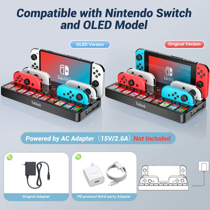 Nintendo Switch Joycon Charger Game Card Slot Switch TV Dock Station with HDMI & 3.0 USB Port for Switch OLED Storage Charging Stand