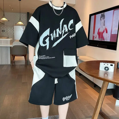 T-shirts Shorts Suits For Men Khaki Tracksuit Sweatshirts Man Sets Sweatsuit New In Tops & Tees Clothing Youthful Emo Chic Tee