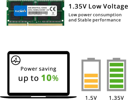 TECMIYO Laptop Memory RAM DDR3 DDR3L 4GB 8GB 1600MHz 1333MHz 1066MHz 1.35V/1.5V PC3/PC3L-12800S  PC3-10600S PC3-8500S -1PC Green