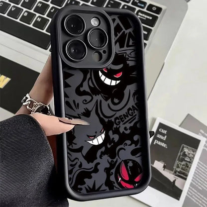 Pokemon Gengar Phone Case for iPhone 16 15 14 13 12 Mini 11 Pro Max XS X XR 8 7 Plus Liquid Soft Silicone Shockproof Back Cover
