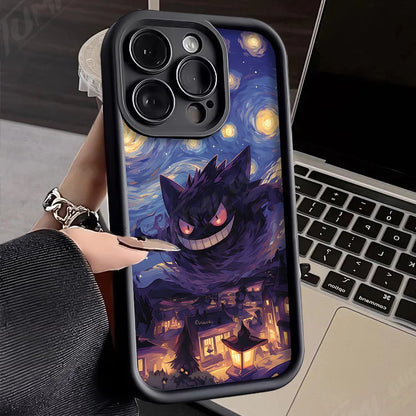 Oil Painting animation Case for iPhone 14 15 Pro Max 13 12 11 X XS XR 7 8 Plus SE 2020 Shockproof Soft Silicone Protective Cover