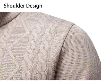 Winter Fleece-Lined Stand Collar Half-Zip Pullover Knitted Sweater for Men,Multi-Color Versatile Casual  Men's Knit Sweater