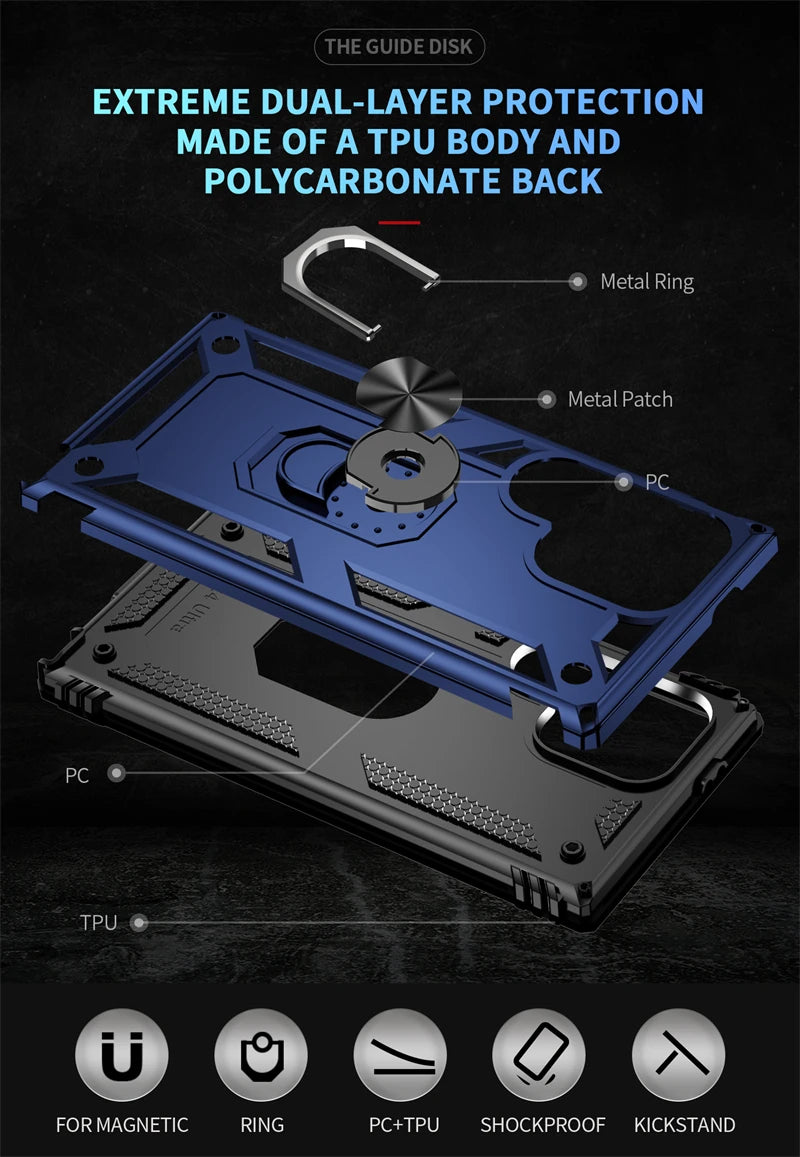 For Samsung Galaxy S24 Ultra Case Magnetic Stand Ring Phone Case For Samsung S24 + Plus S 24 Ultra Shockproof Armor Back Cover