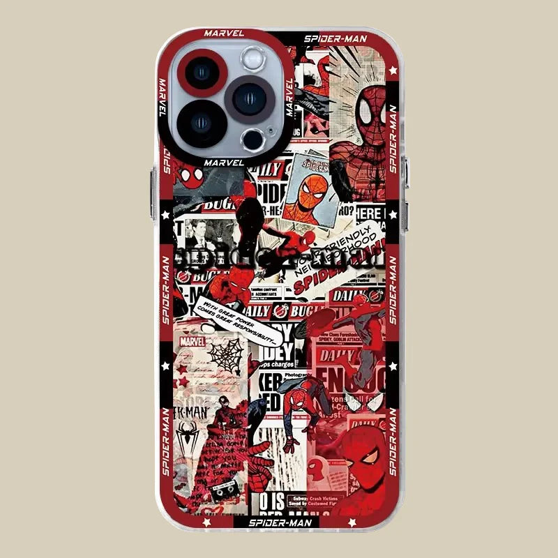 Spider Case For iPhone 16 Pro Max 15 14 Plus 13 12 11 Pro XR XS X 8 7 SE 2020 Soft Silicone Clea SpiderMannn Cover